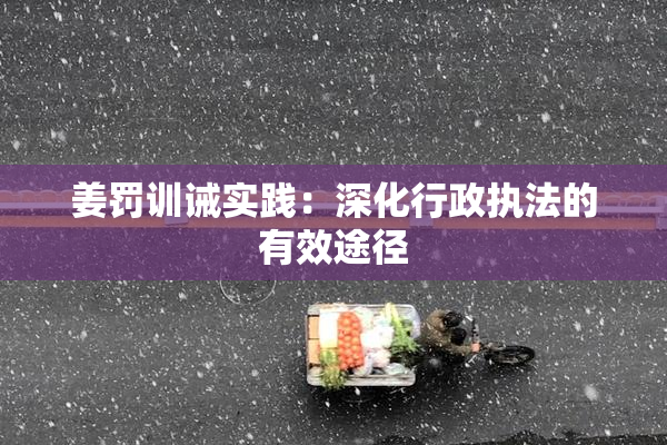 姜罚训诫实践：深化行政执法的有效途径