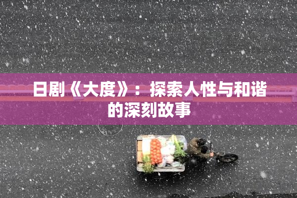 日剧《大度》：探索人性与和谐的深刻故事