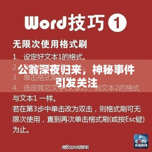 公翁深夜归来，神秘事件引发关注