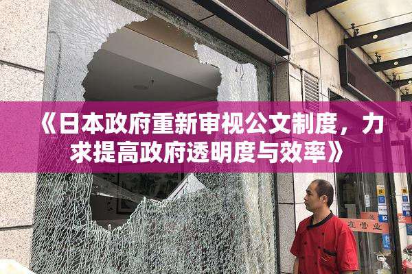 《日本政府重新审视公文制度，力求提高政府透明度与效率》