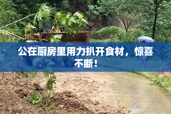公在厨房里用力扒开食材，惊喜不断！