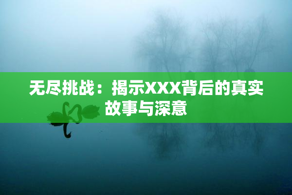 无尽挑战：揭示XXX背后的真实故事与深意