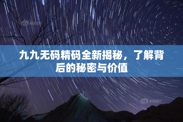 九九无码精码全新揭秘，了解背后的秘密与价值