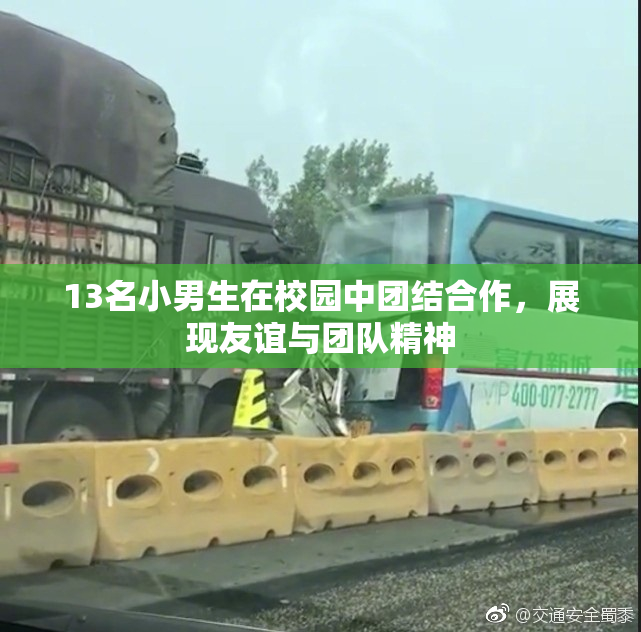 13名小男生在校园中团结合作，展现友谊与团队精神
