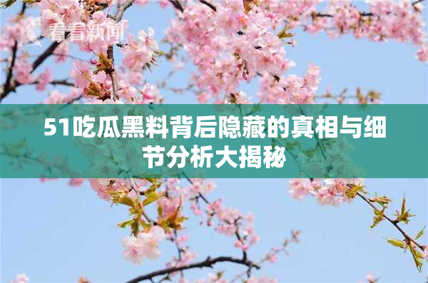 51吃瓜黑料背后隐藏的真相与细节分析大揭秘