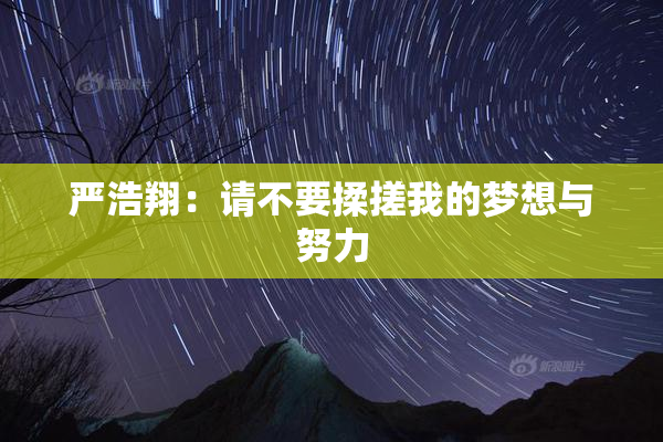 严浩翔：请不要揉搓我的梦想与努力