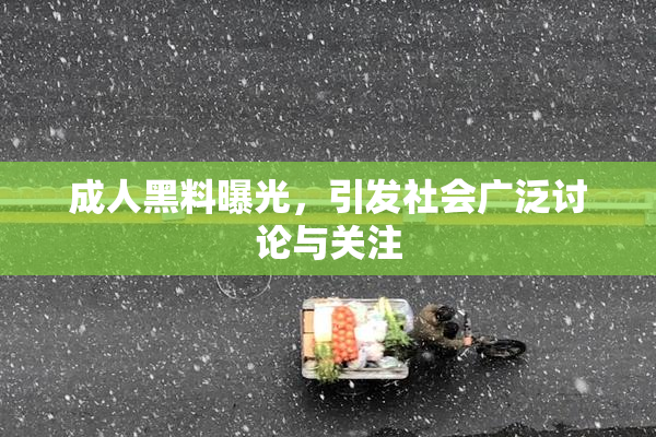 成人黑料曝光，引发社会广泛讨论与关注