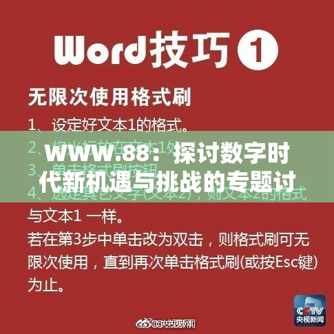 WWW.88：探讨数字时代新机遇与挑战的专题讨论会