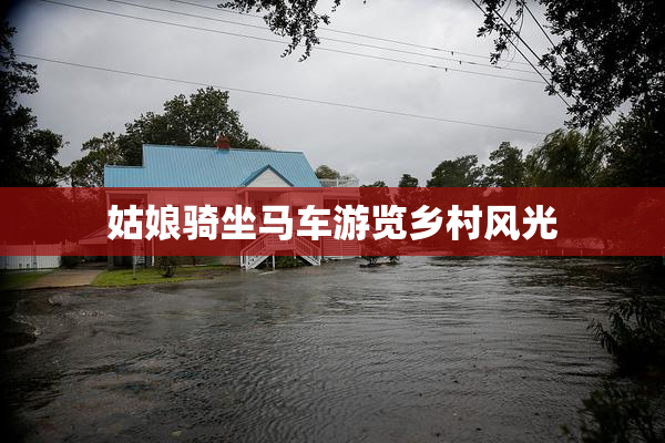 姑娘骑坐马车游览乡村风光