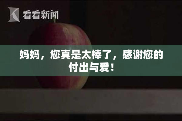 妈妈，您真是太棒了，感谢您的付出与爱！