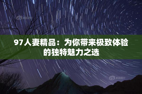 97人妻精品：为你带来极致体验的独特魅力之选