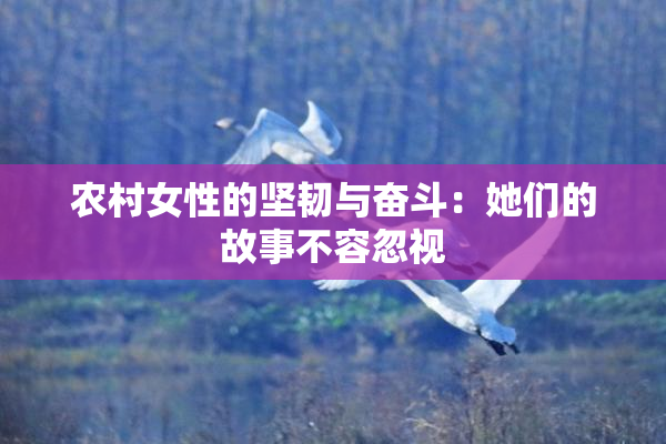 农村女性的坚韧与奋斗：她们的故事不容忽视