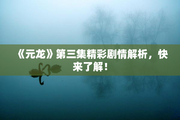 《元龙》第三集精彩剧情解析，快来了解！