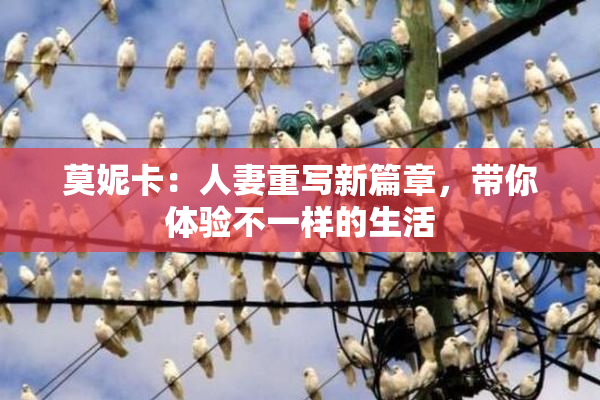莫妮卡：人妻重写新篇章，带你体验不一样的生活