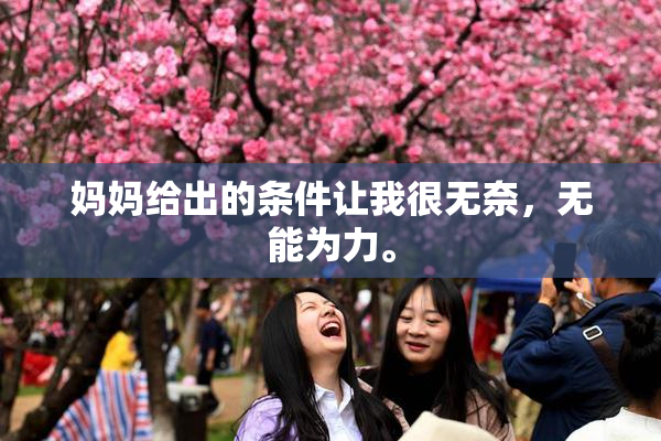 妈妈给出的条件让我很无奈，无能为力。