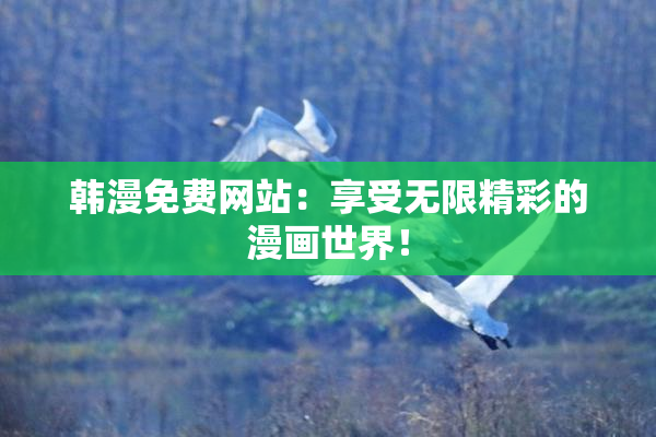 韩漫免费网站：享受无限精彩的漫画世界！