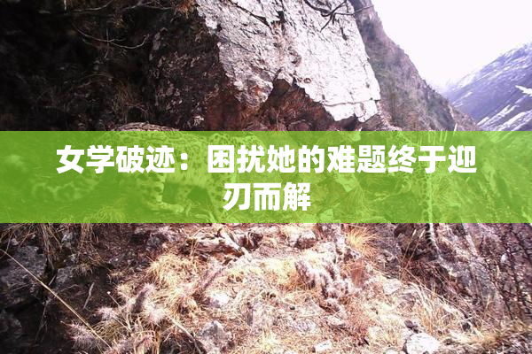 女学破迹：困扰她的难题终于迎刃而解