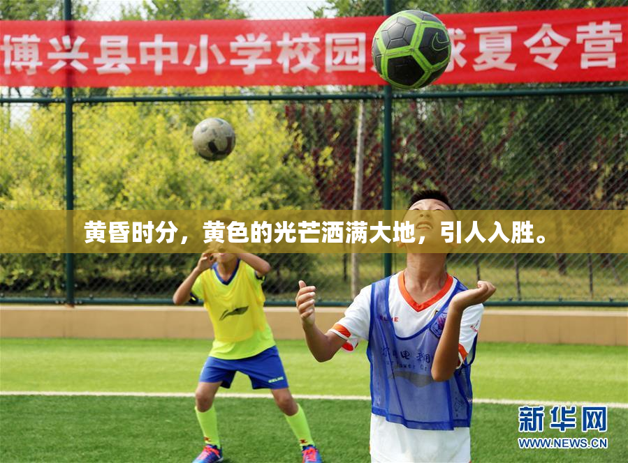 黄昏时分，黄色的光芒洒满大地，引人入胜。